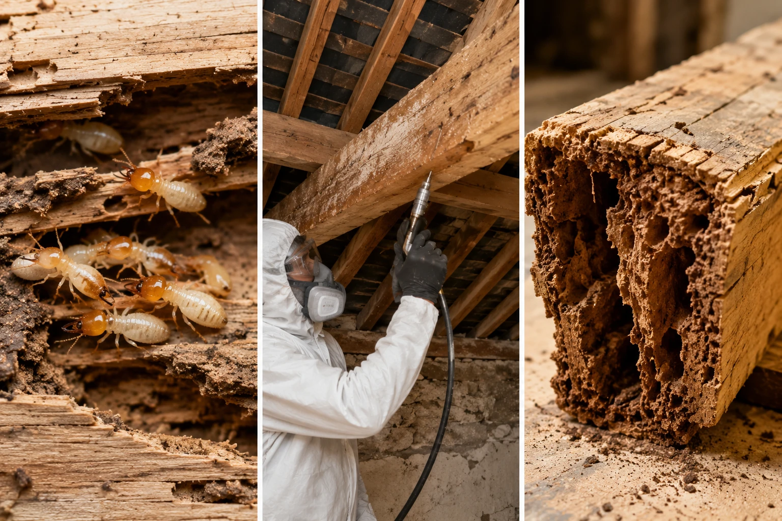 Traitement préventif et curatif contre les termites réalisé sur des éléments de bâtiment