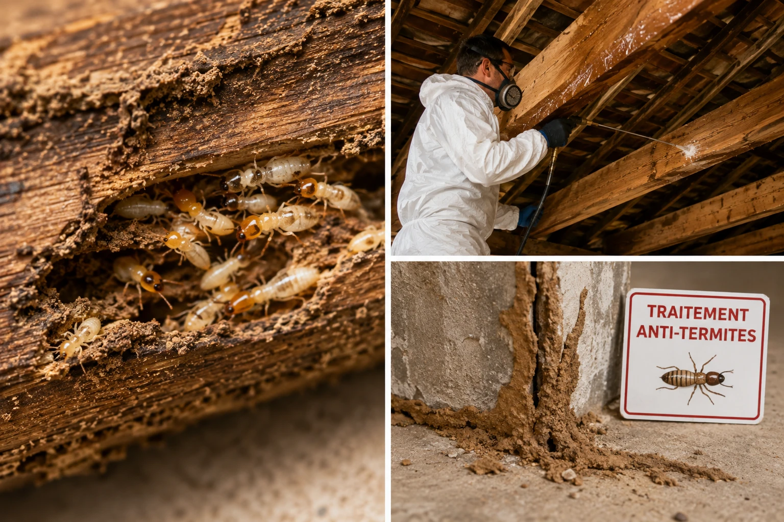 Traitement professionnel contre les termites dans une charpente