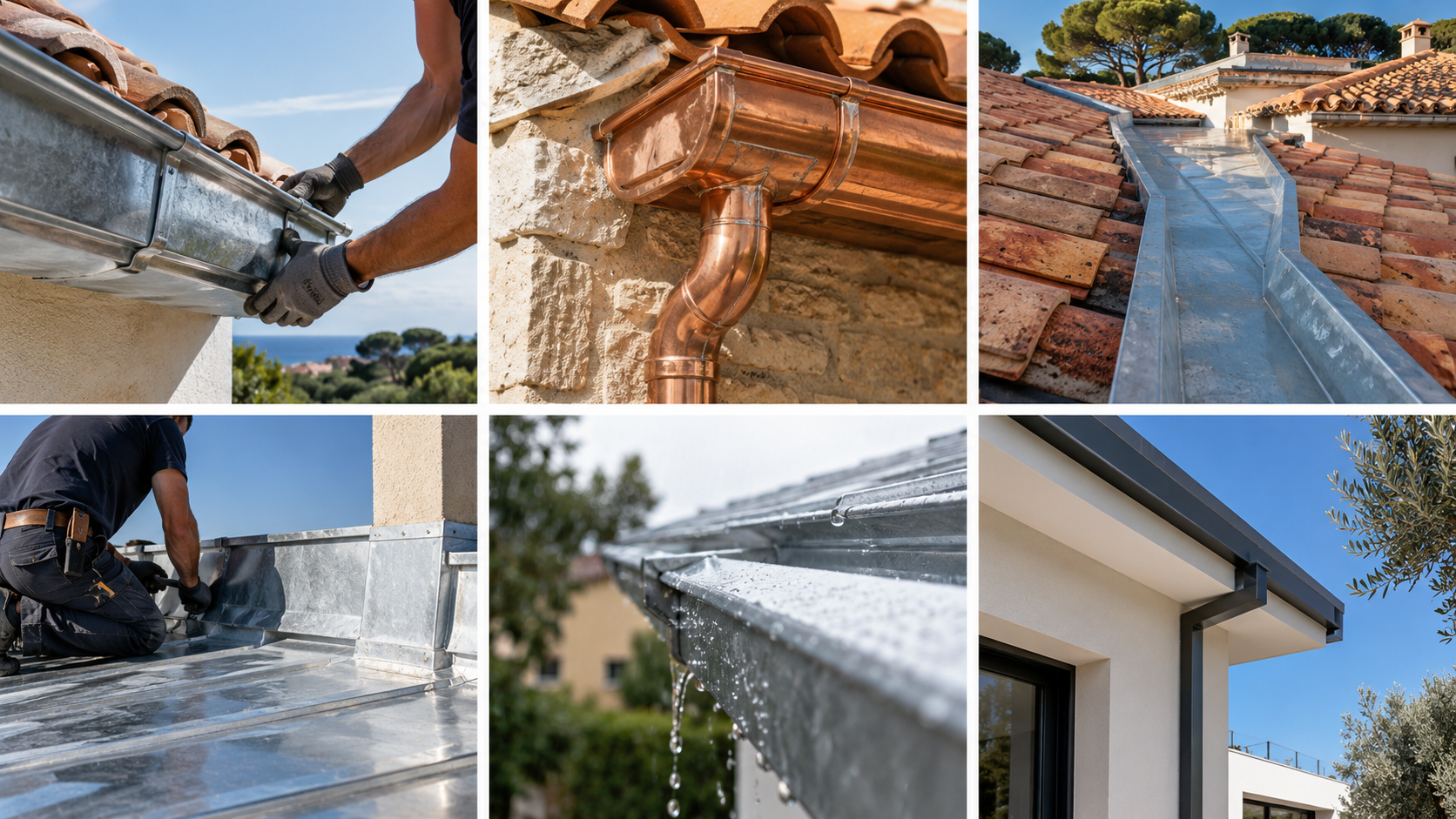 Différents travaux de toiture, gouttières et zinguerie réalisés à Antibes